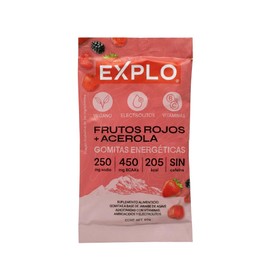 EXPLO - Gomitas Energéticas Frutos Rojos (Pack 12 x 60g) – Veganas con Electrólitos, BCAAs y Vitamina C – Energía Natural para Correr y Ciclismo