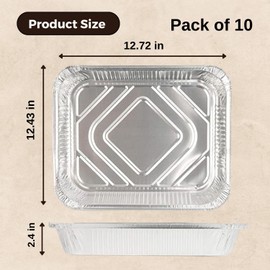 homeshopa Aluminium Foil Trays, 10 Pack Medium Disposable Meal Prep Food Storage Containers, Roasting Trays for Baking Broiling Cooking, Serving, Oven & Freezer Safe, Reusable Catering Takeaway Tin