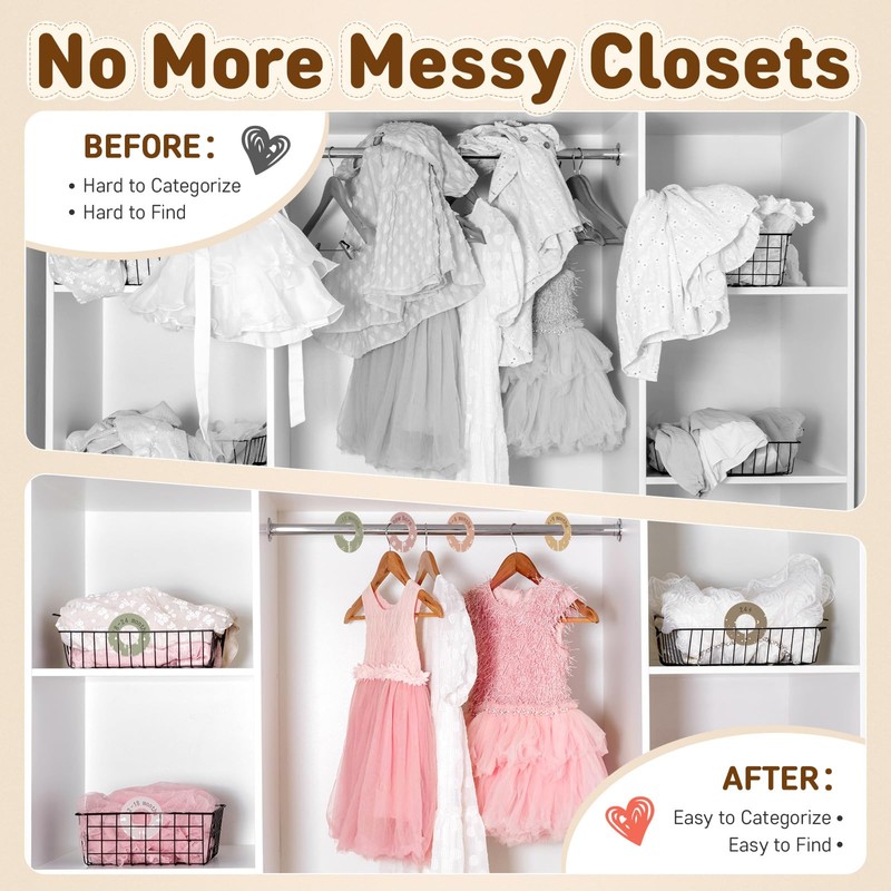8PCS Baby Closet Dividers for Clothes Double-Sided Baby Closet Organizer