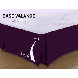 Sapphire Collection PLAIN DYED POLY COTTON PLEATED PLATFORM BASE VALANCE SHEETS (Double, Plum)