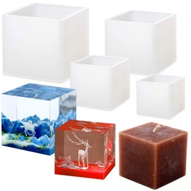 4 Pack Square Resin Molds - 4 Sizes Cube Silicone Casting Molds for DIY Art Resin Candle Soap Making
