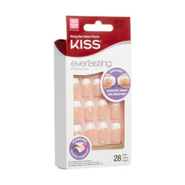 KISS Kiss Everlasting French Nail Manicure, Chip-Free with Flexi-Fit Technology, Medium, "Infinite", Nail Kit with Pink Nail Glue (Net Wt. 2 g / 0.07oz.), Mini File, Manicure Stick, and 28 Fake Nails