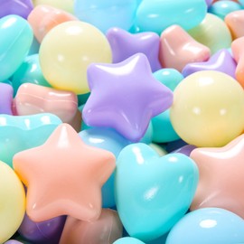 Heopeis Ball Pit Balls Stars for Toddlers- 100 Pack 3 Shapes Macaron Ocean Balls for Ball Pit Playroom Playpen, Crush Proof Plastic Toy Balls Pool Shower Party Decoration