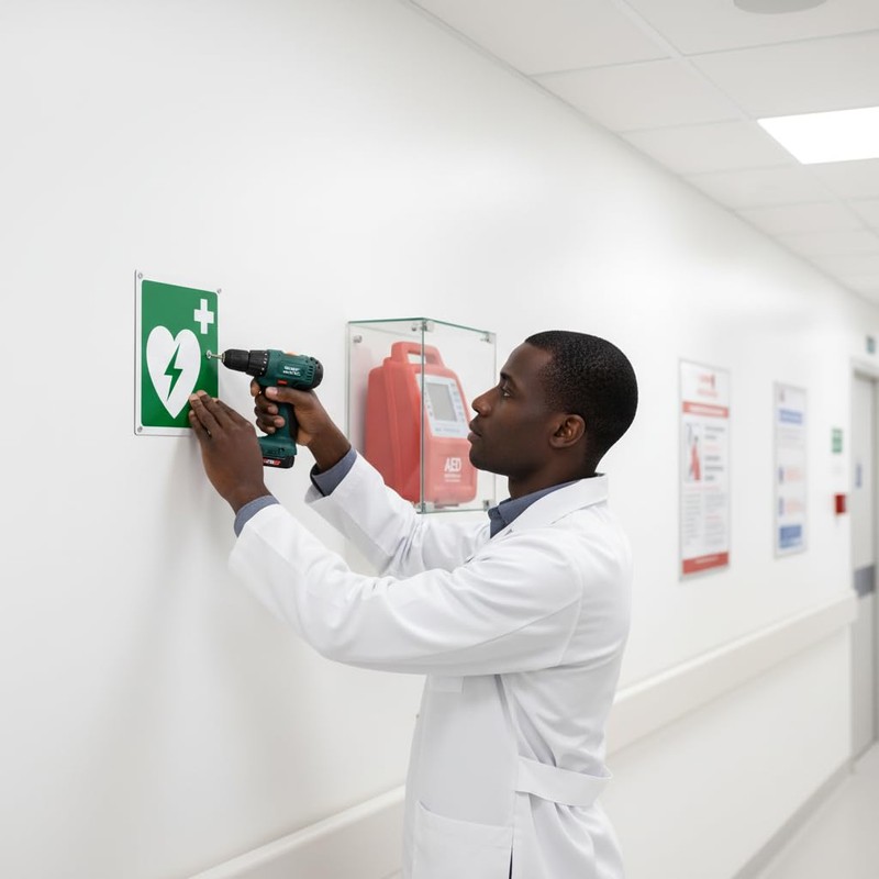 Defibrillator - Emergency and Safety Sign Aluminium Metal 3 mm