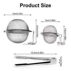 Set of 4 Tea Infusers for Loose Tea Strainer Stainless Steel Tea Filter for Loose Tea, Spice Strainer Tea Strainer Tea Infuser Stainless Steel Tea Filter Ball with Chain, Fine Mesh Spherical Ball (5