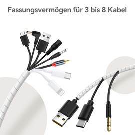 AGPTEK Cable conduit, cable protection tube, 12-25 mm, 6 m organiser, cable duct, cable cover protection, flexible cable tangle, white