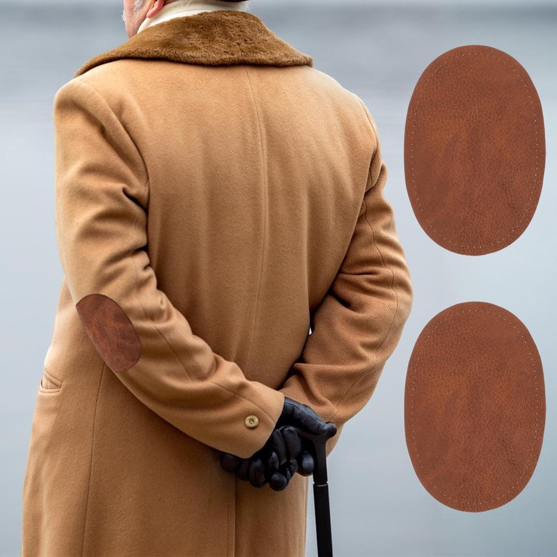 2PCS Leather Patch Elbow Patches for Sweaters Sew-On Fabric Oval
