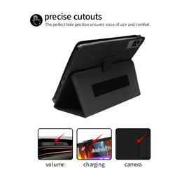 for Callsky-Tab Ctab 10 Tablet 10.1 inch Tablet Case,Folding Stand Protective Cover for Callsky-Tab Ctab 10 Tablet with Pencil Holder and Wrist Strap,Premium PU, Scratch Resistant(Black)