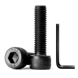 M8-1.25 x 25mm Socket Head Cap Screws Bolts, Allen Drive, 12.9 Alloy Steel, Full Thread, Black Oxide, 10 PCS (with Hex Spanner)