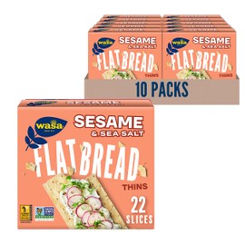 Wasa Sesame & Sea Salt Flatbread Thins, 6.7 oz (Pack of 10), Crackers, Non-GMO Ingredients