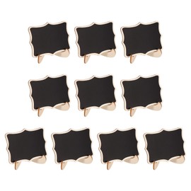 PATIKIL Mini Chalkboard Signs, 10 Pack Small Blackboard Labels with Stand Wooden Wavy for Food Buffets Wedding Party, Black