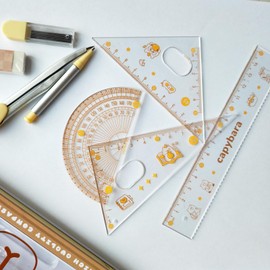 DY.2ten Geometry Compass Set for Students with Storage Box, Maths Protractor Compass, 2 Pieces Set Square, 15 cm Ruler and Protractor, School Supplies, 7 Pieces