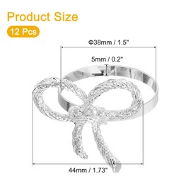 sourcing map 12Pcs Metal Napkin Rings, Butterfly Table Napkin Holders Serviette Buckles for Decoration Adornment Wedding Parties, Banquet, Silver