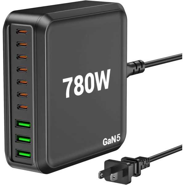 GUSISHU 780W USB C Charger Block Fast 10-Port USB C