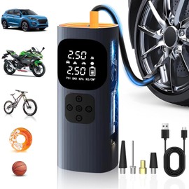 NHOWIN Tire Inflator Portable Air Compressor, 150PSI Cordless Air Pump for Car Tires with Auto Shut-Off Function and Real-Time Accurate Pressure Measurement, Bike Pump for Car, Motorcycle, Bike, Ball