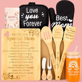 Mom Kitchen Gifts,Mothers Day Gifts Box for Mom,Ideas Basket Set for Mother Mama Birthday Gifts from Daughter Son,Unique Mama premium Kitchen Grateful Gift Set With Cutting Board Spoons Spatulas