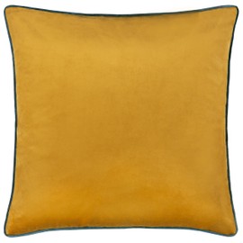 furn. Meridian Fodera Per Cuscino – Fodera Decorativa Di Lusso In Velluto Con Bordino A Contrasto (Ocra/Verde Acqua - 45x45cm)