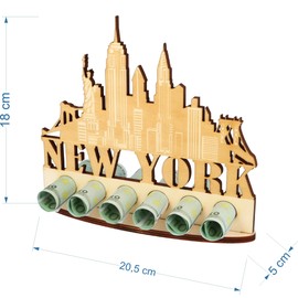 WORTGEFECHTE XL Wooden Money Gift Travel Voucher New York Gift Idea Voucher Packaging Funny Gift Money Gift for Men and Women (New York)