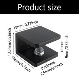 AUXBC 8PCS Square Adjustable Glass Shelf Brackets, Aluminum Alloy Glass Clamp for 5-8 mm Wood/Glass, Bathroom Clip Holder Support Hardware Replacement Parts, Black