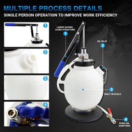 YSTOOL 7.5L Transmission Fluid Pump Manual ATF Refill Fill System Dispenser Hand Pump Kit Portable Automatic Oil Transfer Change Filling Tools with 15PCS ATF Adapters Blue Case