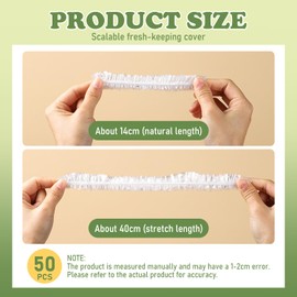 RYHHH Pack of 50 Cover Caps for Food, Cling Film with Elastic Covers, Sealing Bags, Food Cover, for Storing Food, Vegetables Fresh Protection (Clear)