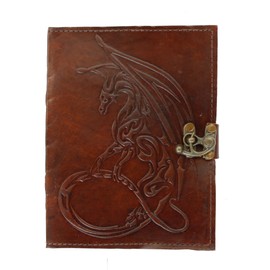 Jaald 18 cm Dragon Leather Journal Blank Grimoire Leather Diary Book of Shadow Spell Book Leather Diary Notebook Sketchbook for Artists