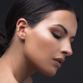 Right Rose Gold-Plated 925 Sterling Silver Spiral Ear Cuff Earring, Greek Ear Cuff for Non-Pierced Ear, Greek Handmade Ear Cuff (Silver Rose Gold-Plated (Right))