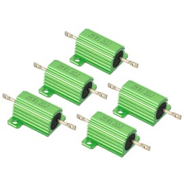 PATIKIL 25 W 1.2 Ohm Aluminium Housing Resistors Set, 5 Pieces Aluminium Resistor Set with Screws Wire Wound Potentiometer Power Resistance Assortment 5% Tolerance, Green