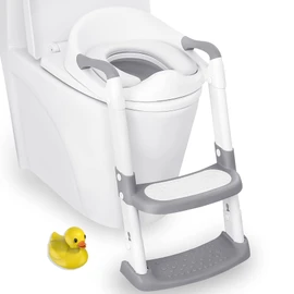 JASSONE® Potty Training Seat, Toddler Step Stool, 2 in 1 Potty Training Toilet for Kids, Baby Seat with Splash Guard and Anti-Slip Pad for Boys Girls Potty Training, Grey