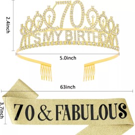 Hapdoo 70th Gold Birthday Decorations for Women, 70 Women