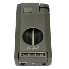 Le Veil Metal 3 in 1 2 Jet Torch Lighter with V Cutter and Cigar Punch (Gun Metal)