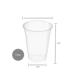 ELEGANT DISPOSABLES Crystal Clear PET Cups With Flat lids for Iced Coffee,Milkshake, Cold Drinks, Slush Cups, Smoothy's, Slurpee, Ice cream, Dessert, Party's, Plastic Disposable Cups (50, 12 oz)