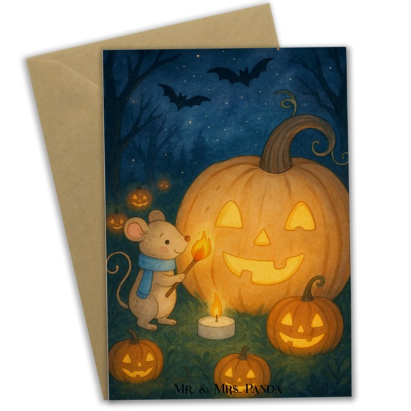 Mr. & Mrs. Panda Grußkarte Kürbis Maus Design - Weiß