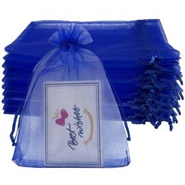 Jexila 100PCS Royal Blue Organza Gift Bags 4X6 Inch Small Mesh Bags Drawstring Wedding Birthday Party Favor Pouches for Jewelry Goodie Candy Candle Sachet Bag