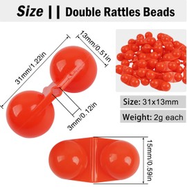 40pcs Fishing Double Rattle Bells Beads, Fishing Attractants Catfish Rattles Fishing Bells Plastic Fishing Beads Accessory Tool for Catfish Striper Bass Pompano