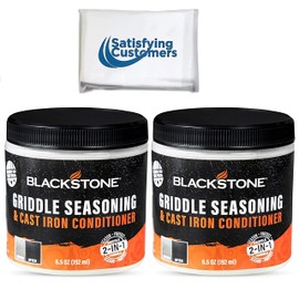 Blackstone 2-IN-1 Griddle & Cast Iron Seasoning Conditioner 6.5 OZ– Effective Seasoning Rub Formula – Food Safe – Easy to Use Cleaner & Conditioner – with Satisfying Customers Travel Tissue (2Pack)