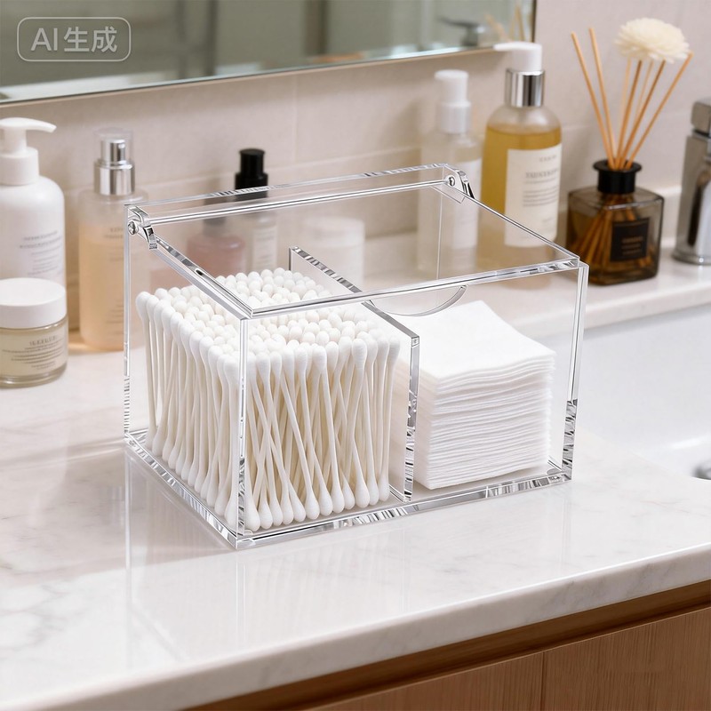 Goklmn Clear Acrylic Cotton Swab Ball Holder Qtip Organizer with