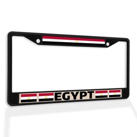 Fastasticdeals Metal Insert License Plate Frame Egypt Flag Weatherproof Car Accessories Black 2 Holes Solid Insert
