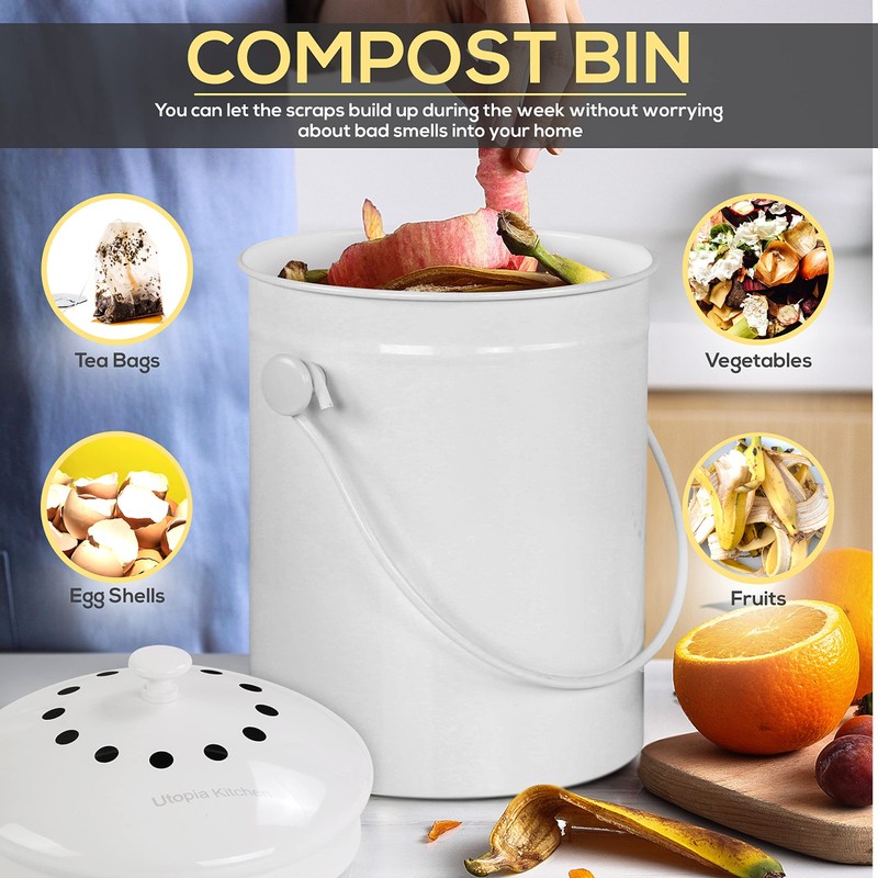 Utopia Kitchen Compost Bin for Kitchen Countertop - 1.3 Gallon