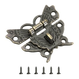 sourcing map Hasp Latch, 43 x 50mm Butterfly Decorative Retro Box Toggle Latch Single Padlock Hole Buckle Hasp Clasp with Screws for Jewelry Box Suitcase Toolbox Wooden Case, Bronze