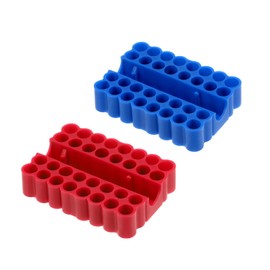 HARFINGTON 2pcs Plastic Hex Shank Screwdriver Bit Holder Organizer 32 Holes 1/4 Inch Plastic Drill Bits Storage Case for Any 1/4" Hex Shank Metal Driver Bits Use, Red Blue