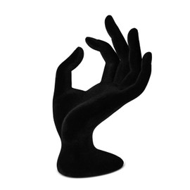 Flexzion Schmuckhand Velvet Jewellery Stand Hand, OK Decorative Hand Jewellery Stand Mannequin Hand Jewellery Watch Stand Ring Holder Jewellery Holder Jewellery Display Stand - Black