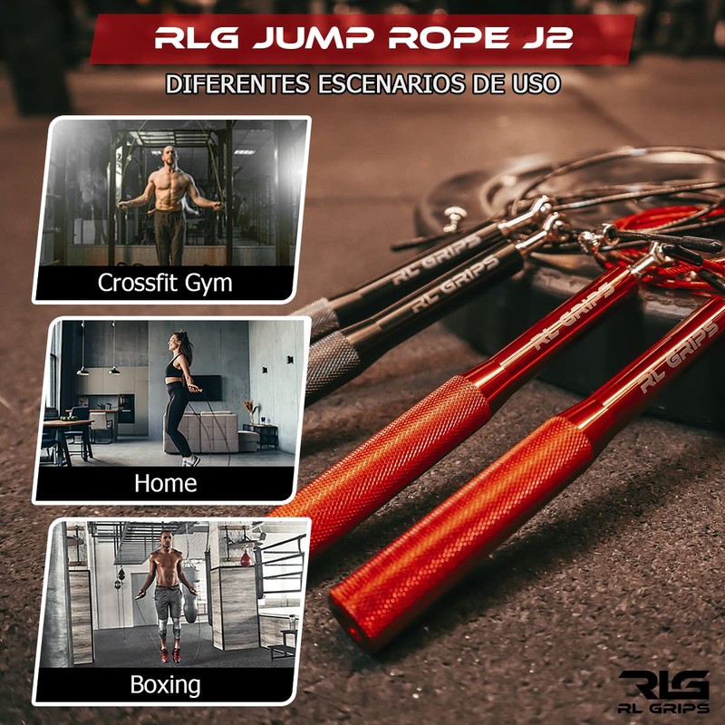 RL Grips® Aluminium Crossfit Skipping Rope with Non-Slip Handle -