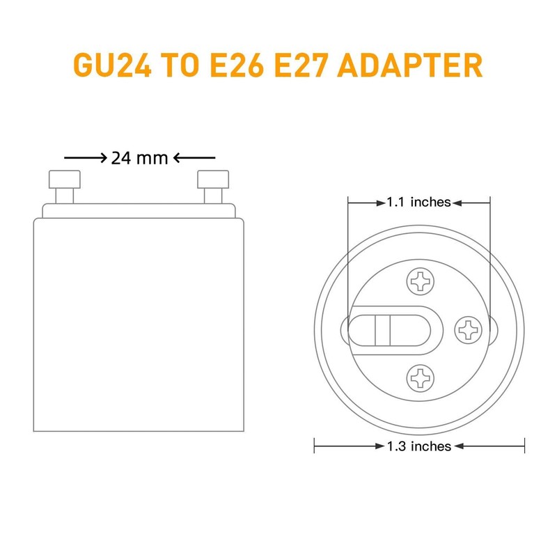 YI Lighting - GU24 to E27/E26 Converter Adapter - Converts