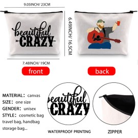 Country Song Makeup Bag Beautiful Crazy Lukcomb Song Lyric Gift Country Music Cosmetic Bag Gift (Beautiful Crazy CA)