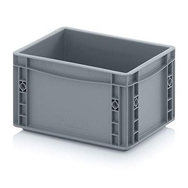Auer Packaging Euro Container 30 x 20 x 17 Euro Stackable 30 x 20 x 17 Storage Box Small Grey