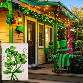 St Patricks Day Shamrocks Floral Garden Flag 12.5x18 Inch Double Sided Outside, Clover Lucky Holiday Yard Outdoor Decoration
