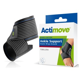 Actimove Sports Edition Ankle Support Elastic Wrap Around for Men and Women – For Pain Management – For Sprained, Swollen or Weak Ankles – Left/Right Wear – Black, Small