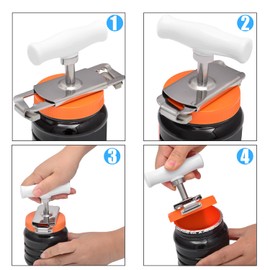 Kichwit Metal Jar Opener with Rubber Grippers, Bottle Opener Keychain Included