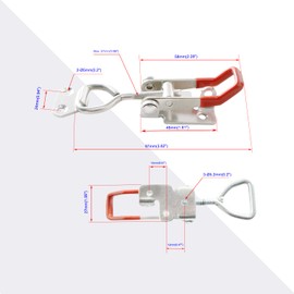 Ohamtes 2PCS 304 Stainless Steel Type 4001, 100KG 220 lbs Clamping Force, Case Latch, Adjustable Toggle Latch Clamp, Heavy Duty Toggle Latch Clamp, Handle Toggle Latch Clamp